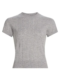 Darcy Rib-Knit Cashmere-Wool T-Shirt