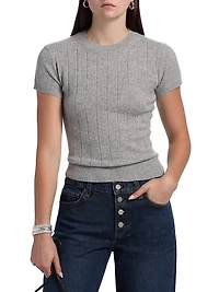 Darcy Rib-Knit Cashmere-Wool T-Shirt