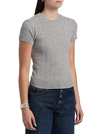 Darcy Rib-Knit Cashmere-Wool T-Shirt