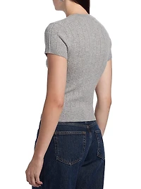 Darcy Rib-Knit Cashmere-Wool T-Shirt