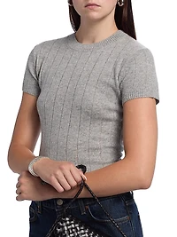 Darcy Rib-Knit Cashmere-Wool T-Shirt