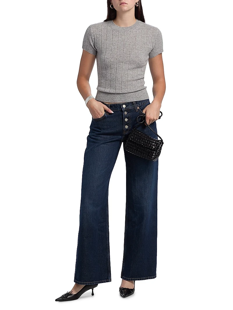 Darcy Rib-Knit Cashmere-Wool T-Shirt
