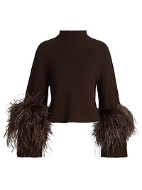 Wool Feather-Cuff Sweater