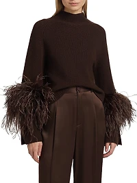 Wool Feather-Cuff Sweater