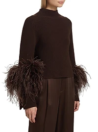 Wool Feather-Cuff Sweater
