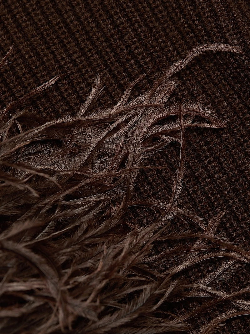 Wool Feather-Cuff Sweater