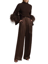 Wool Feather-Cuff Sweater