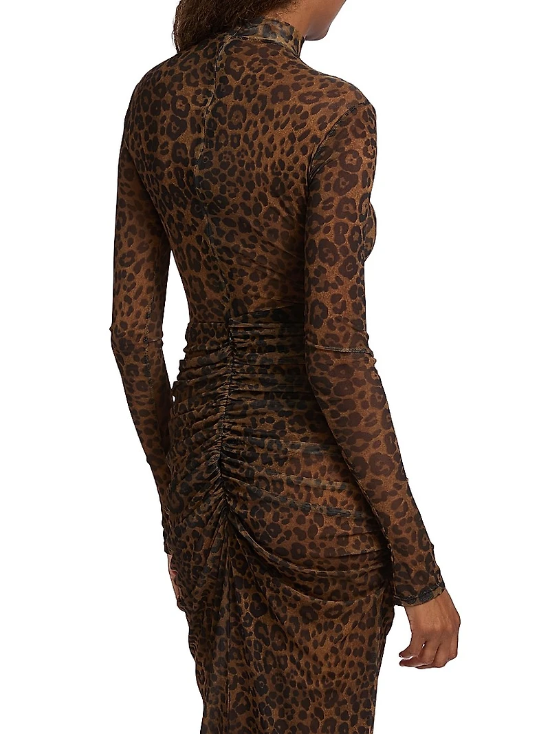 Leopard-Print Mesh Bodysuit