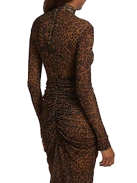 Leopard-Print Mesh Bodysuit