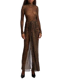 Leopard-Print Mesh Bodysuit