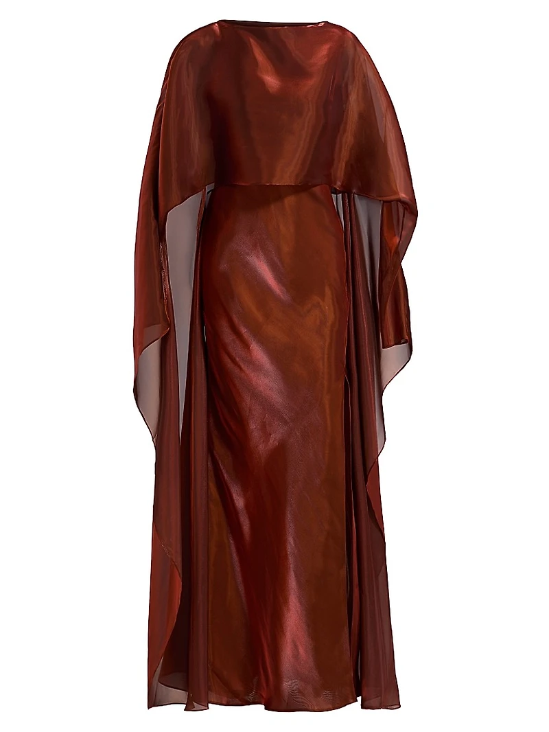 Metallic Organza Cape Gown