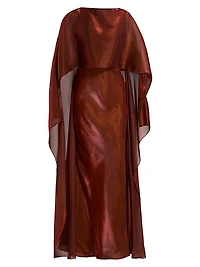 Metallic Organza Cape Gown