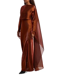 Metallic Organza Cape Gown
