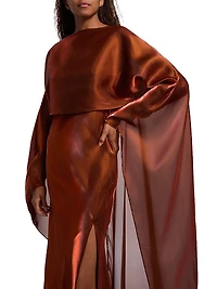 Metallic Organza Cape Gown