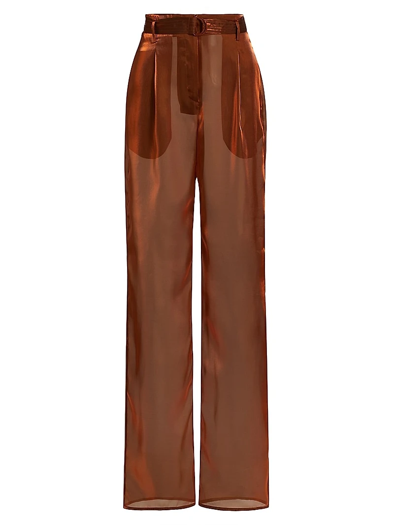 Metallic Organza Belted Pants
