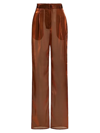 Metallic Organza Belted Pants