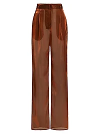 Metallic Organza Belted Pants