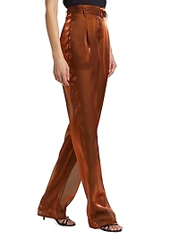 Metallic Organza Belted Pants