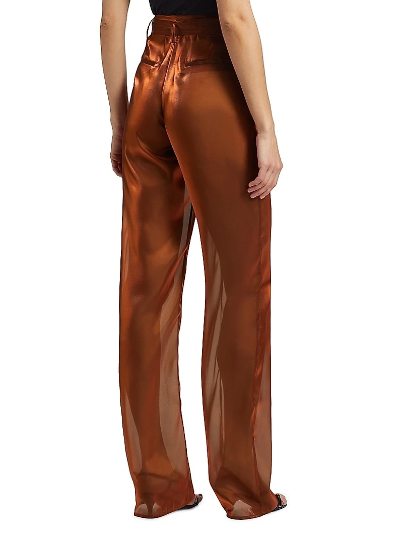 Metallic Organza Belted Pants