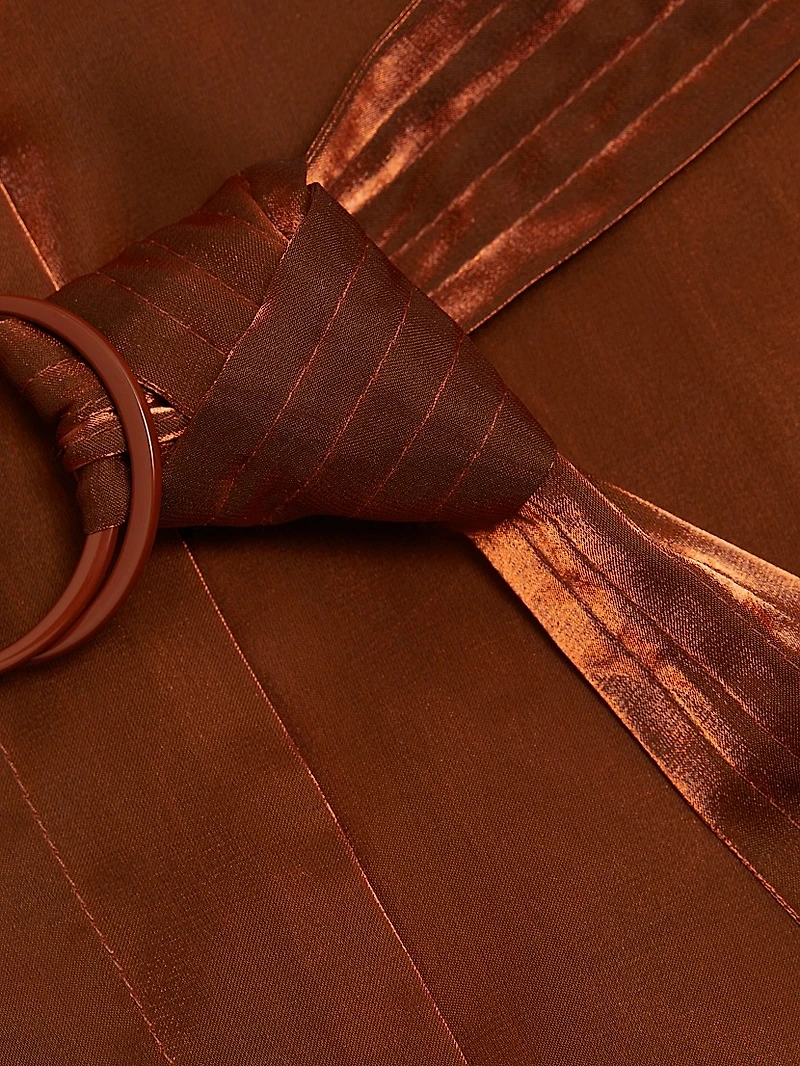 Metallic Organza Belted Pants