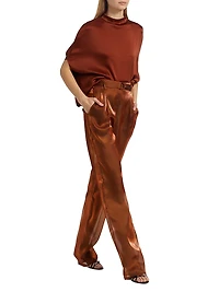 Metallic Organza Belted Pants