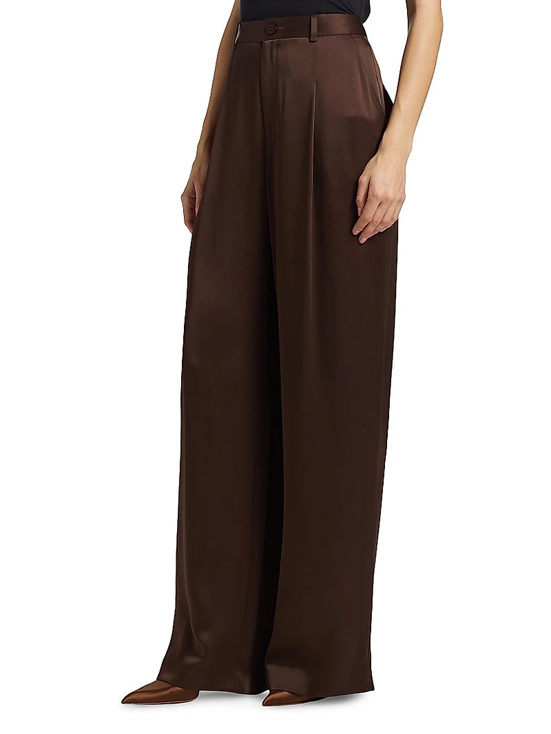 Satin Relaxed Pleated Pants