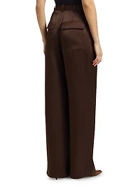 Satin Relaxed Pleated Pants