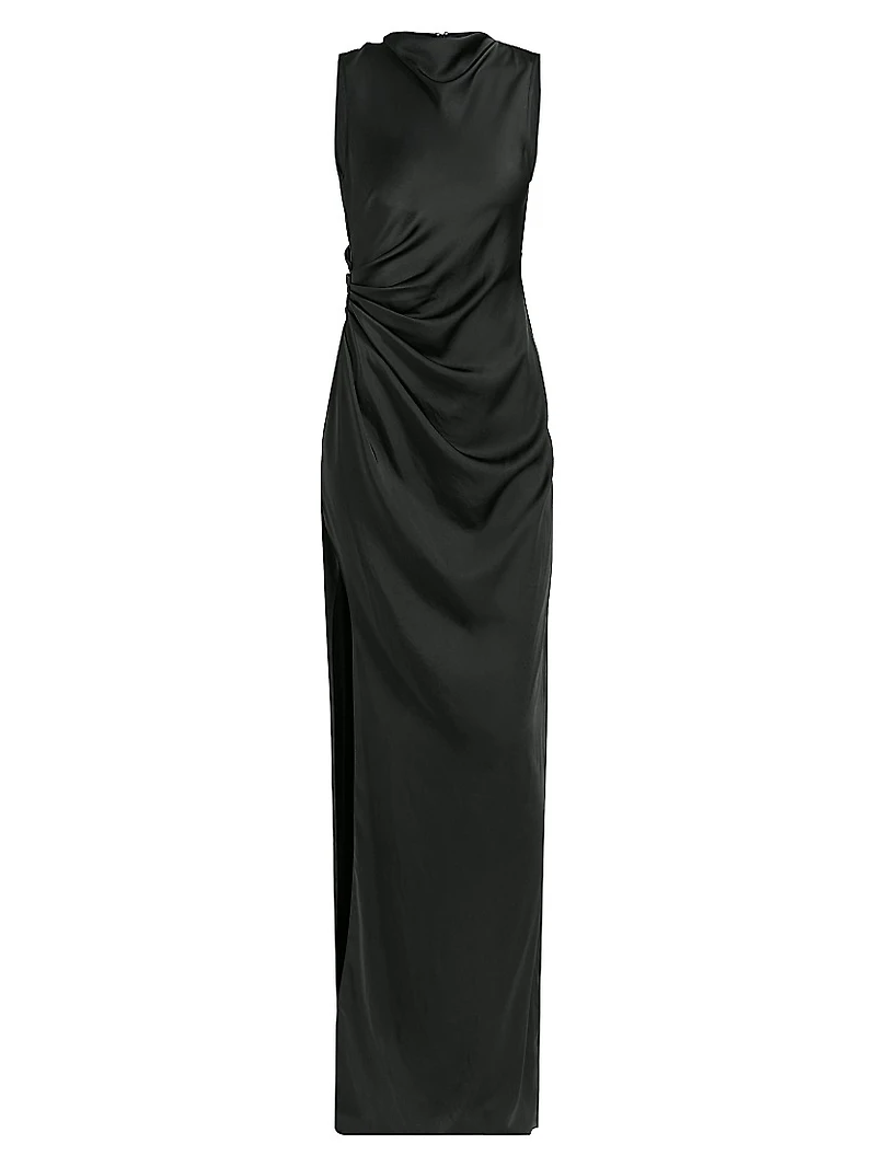 Satin Ruched Column Gown