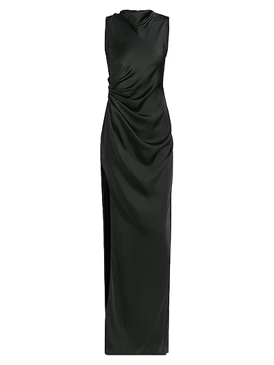 Satin Ruched Column Gown