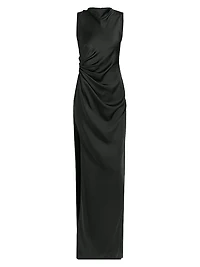 Satin Ruched Column Gown