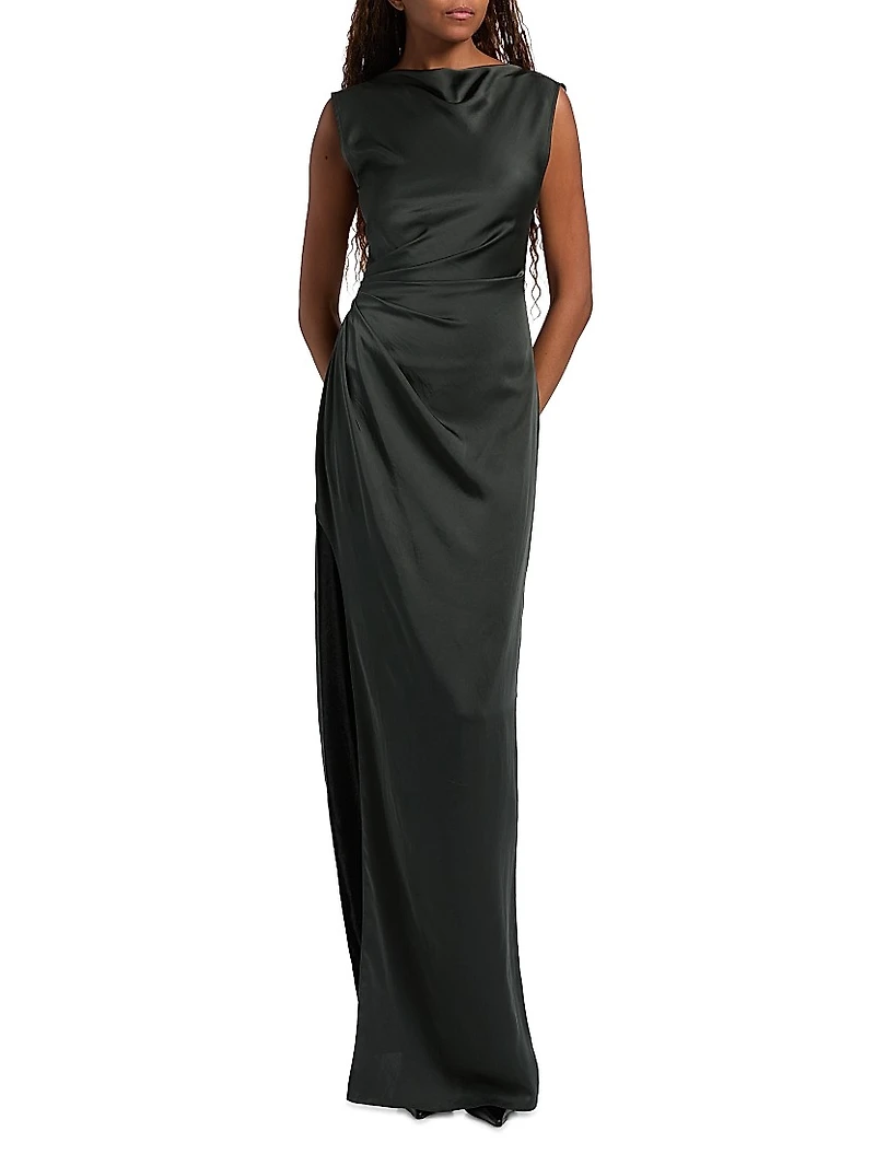 Satin Ruched Column Gown