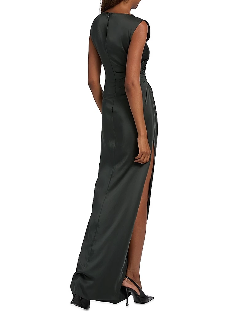 Satin Ruched Column Gown