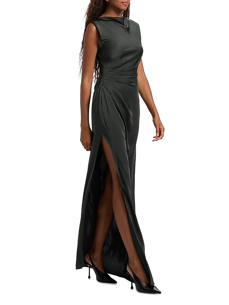 Satin Ruched Column Gown