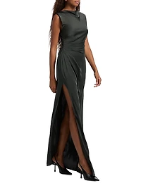 Satin Ruched Column Gown