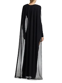 Georgette Cape Slit Gown