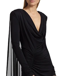 Georgette Cape Slit Gown