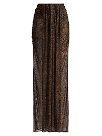 Leopard Mesh Draped Skirt