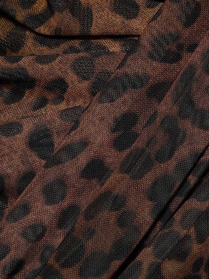 Leopard Mesh Draped Skirt