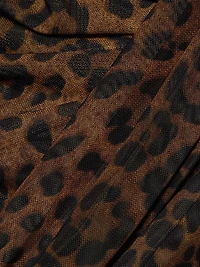 Leopard Mesh Draped Skirt