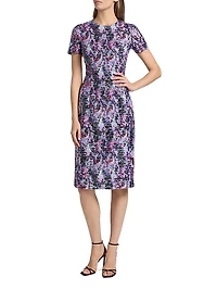Sequined Short-Sleeve Sheath Dress