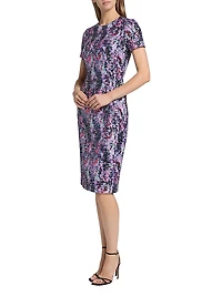 Sequined Short-Sleeve Sheath Dress