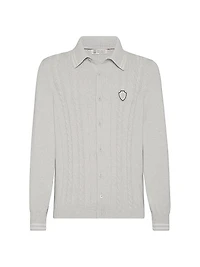 Cotton Cable Knit Shirt with Logo