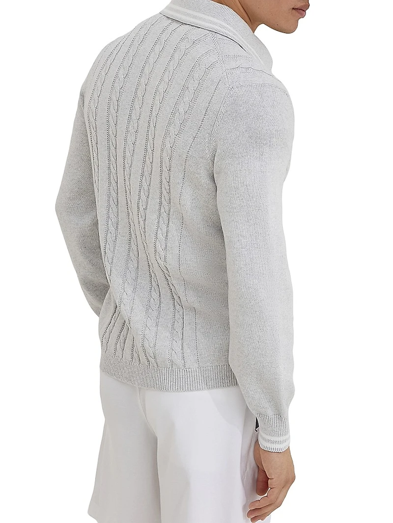 Cotton Cable Knit Shirt with Logo