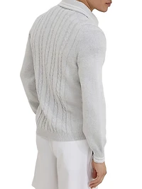 Cotton Cable Knit Shirt with Logo