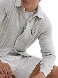 Cotton Cable Knit Shirt with Logo