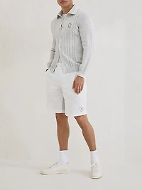 Cotton Cable Knit Shirt with Logo