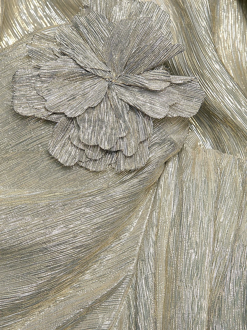 Valentina Metallic Silk Off-The-Shoulder Gown