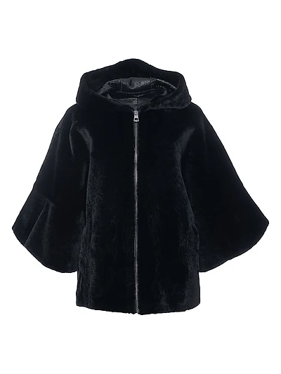 Shearling Lamb Zip Jacket with Cropped Sleeves