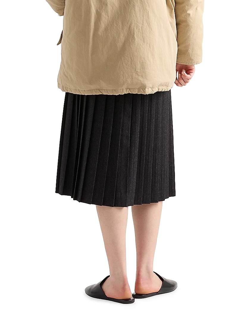 Pleated Wool Flannel Skirt