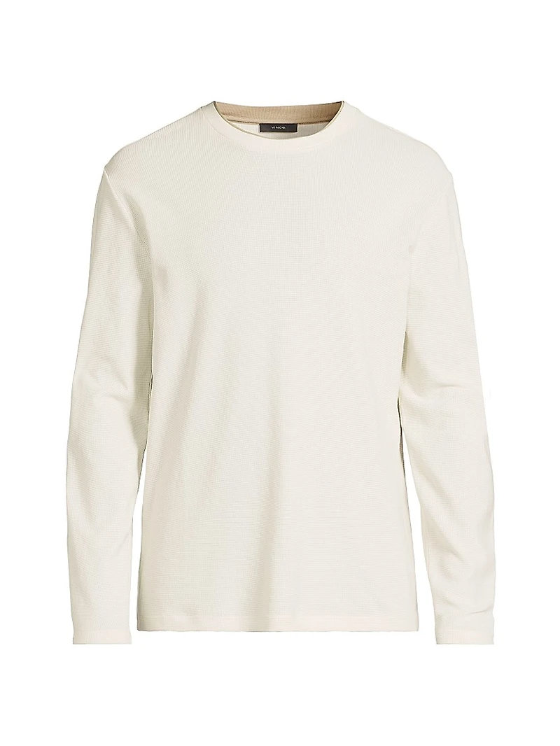 Microwaffle Cotton Crewneck Top